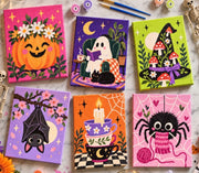 Cozy Ghost Tales six mini Halloween paint-by-numbers designs