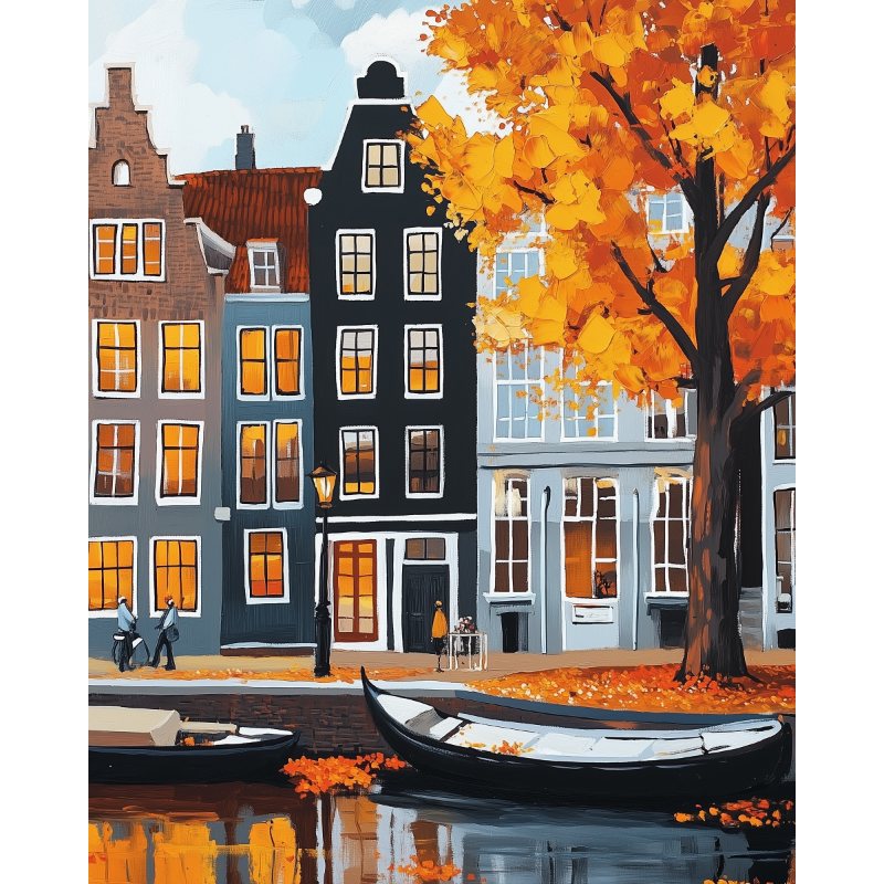 Amsterdam Charm Under Autumn Skies - Paint by Numbers Kit