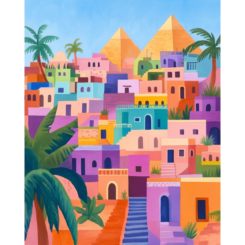 Egyptian Sun & Pyramids - Paint by Numbers Kit