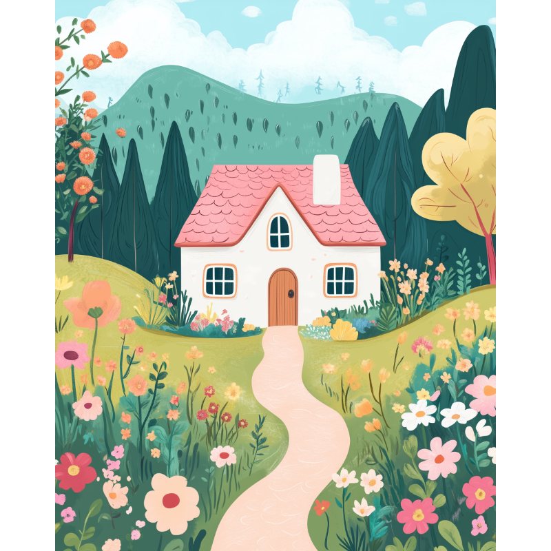 Rainbow House & Garden - Paint by Numbers Kit