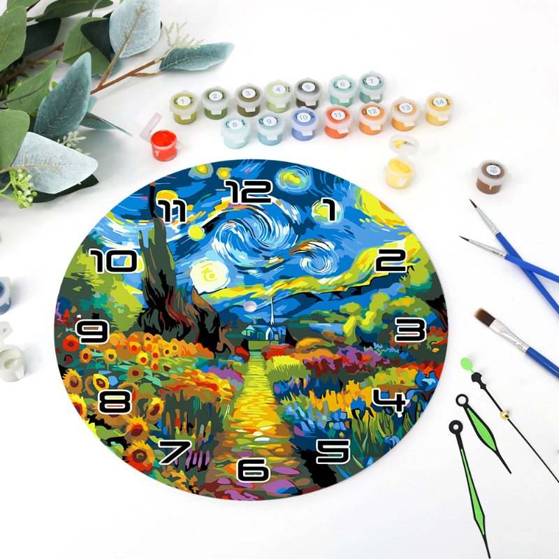 Starry Night & Blossoming Fields Clock - Detail 8
