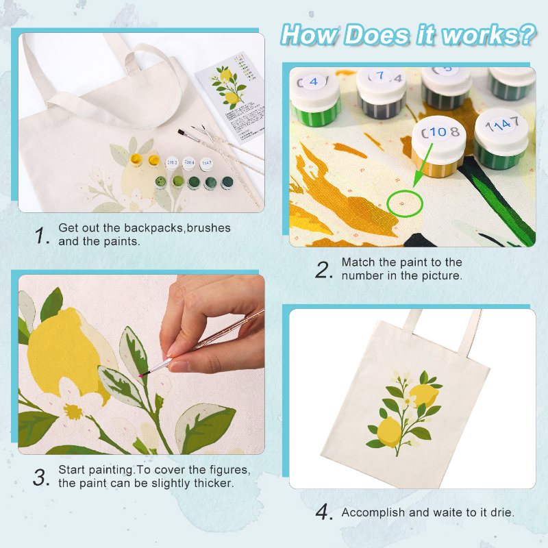Lemon Plant Paint Tote - Detail 8