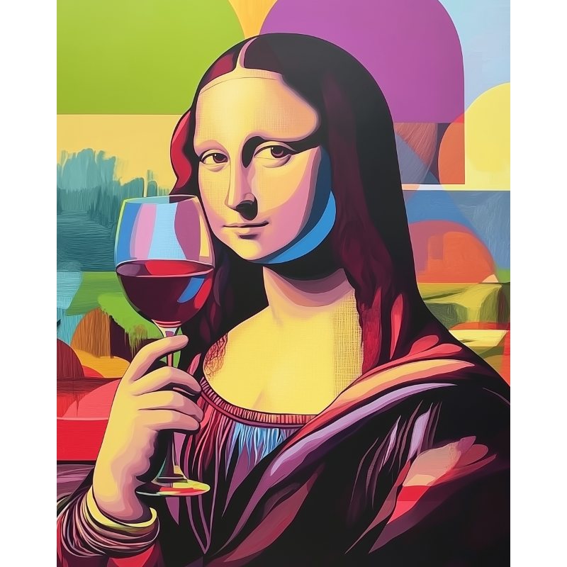 Mona Lisa Sipping Wine - Paint by Numbers Kit