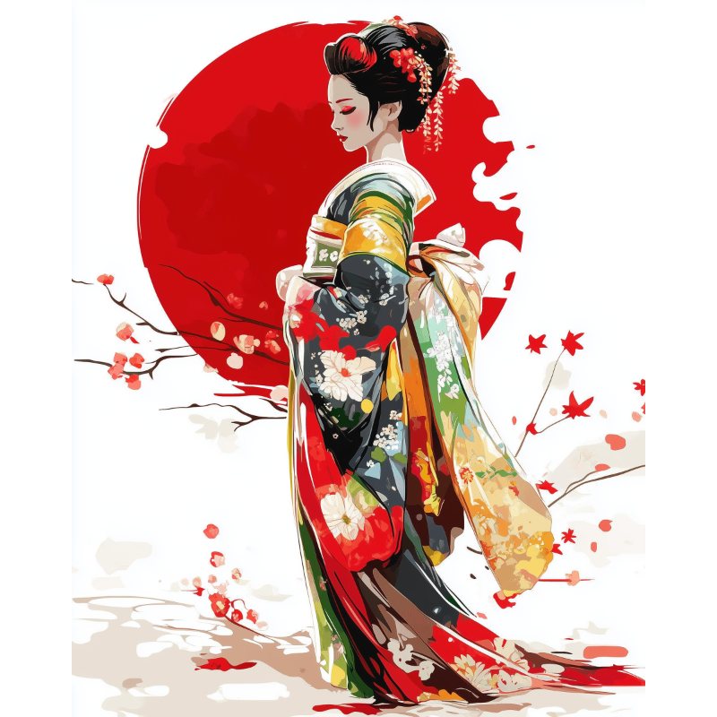 Graceful Geisha: Paint by Numbers - Paint by Numbers Kit