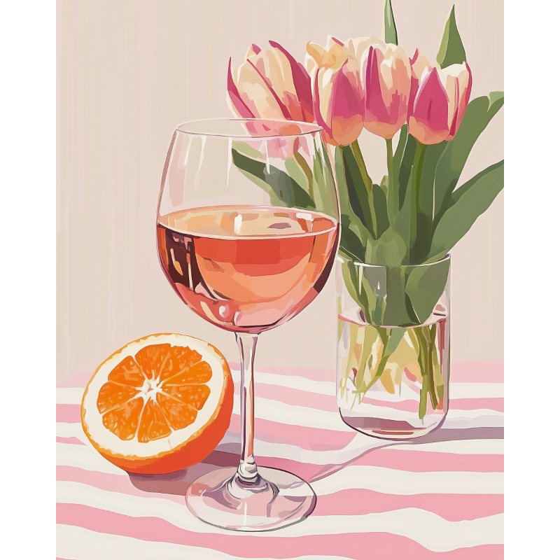 Tulips & Orange Wine Delight - Paint by Numbers Kit