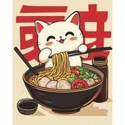 Noodle Nook: Cat & Ramen Scene - Paint by Numbers Kit