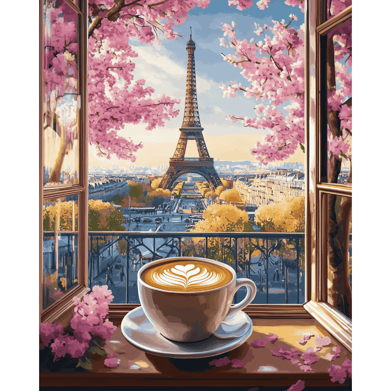 Paris Café: Cappuccino & View - Paint by Numbers Kit