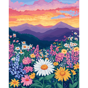 Vivid Flower Fields Landscape - Paint by Numbers Kit