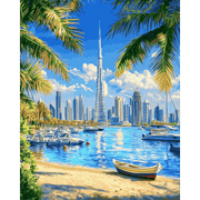 Dubai Skyline: Tower over the Sea - Paint by Numbers Kit