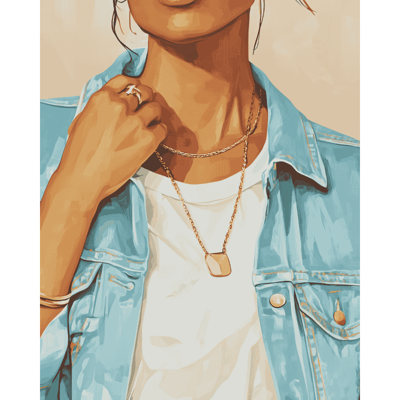 Casual Charm | Girl in Denim - Paint by Numbers Kit