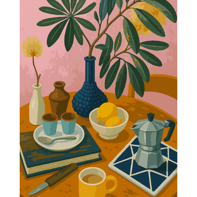 Lemon & Espresso Serenity - Paint by Numbers Kit