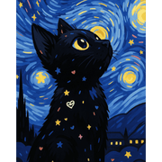 Starry Night Cat - Paint by Numbers Kit
