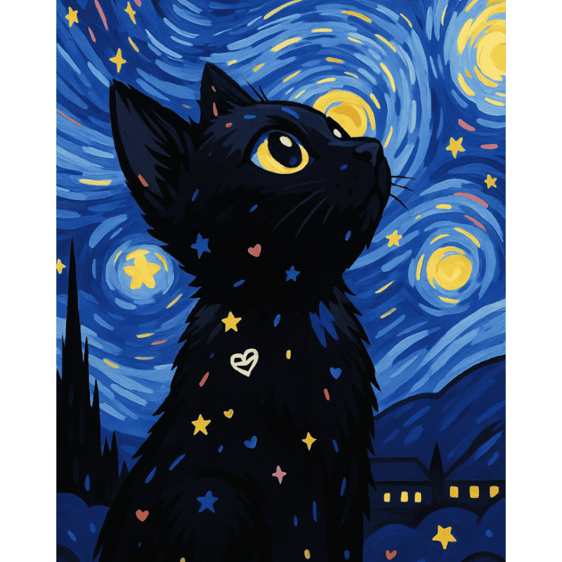 Starry Night Cat - Paint by Numbers Kit