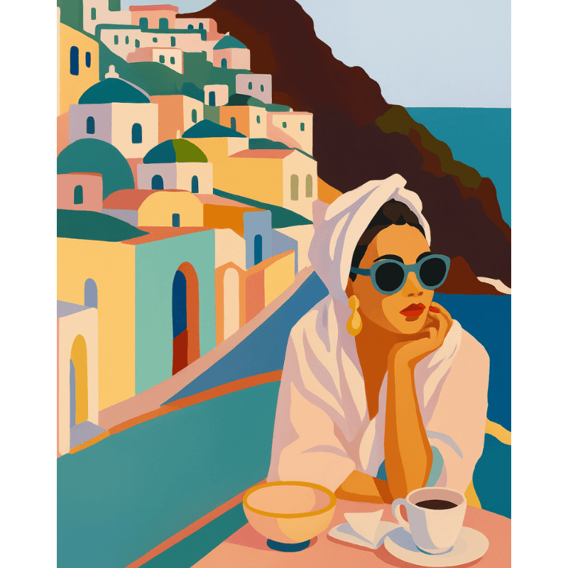 Santorini Lady in Bloom - Paint by Numbers Kit