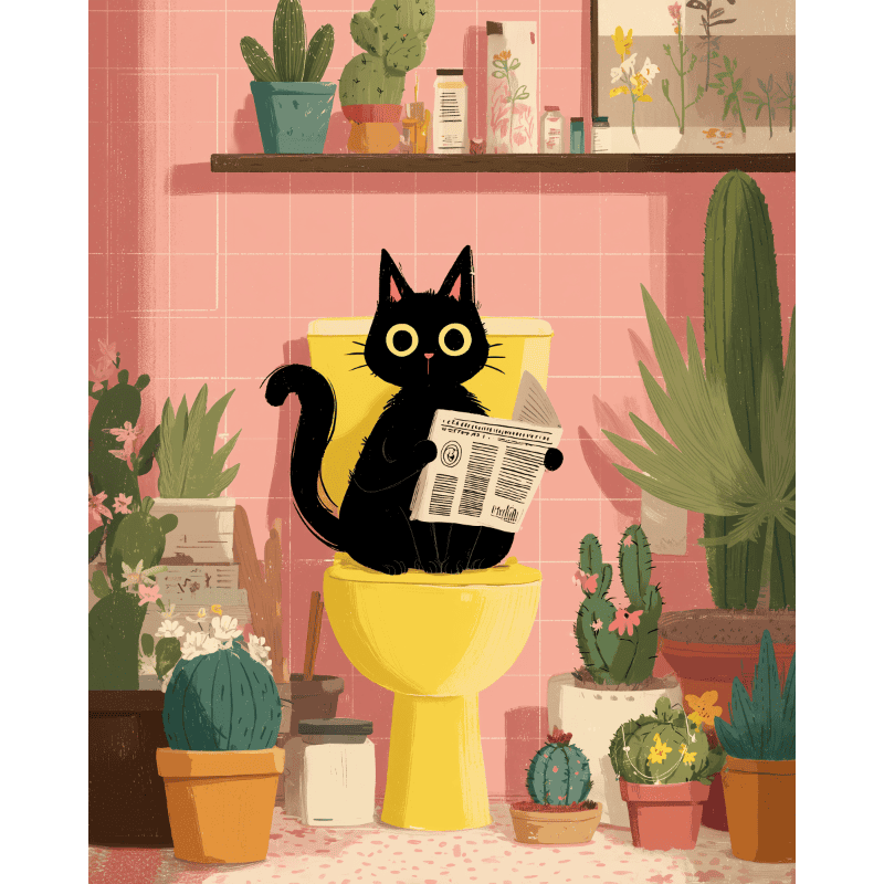 Toilet Time Kitty | Paint by Number - Paint by Numbers Kit