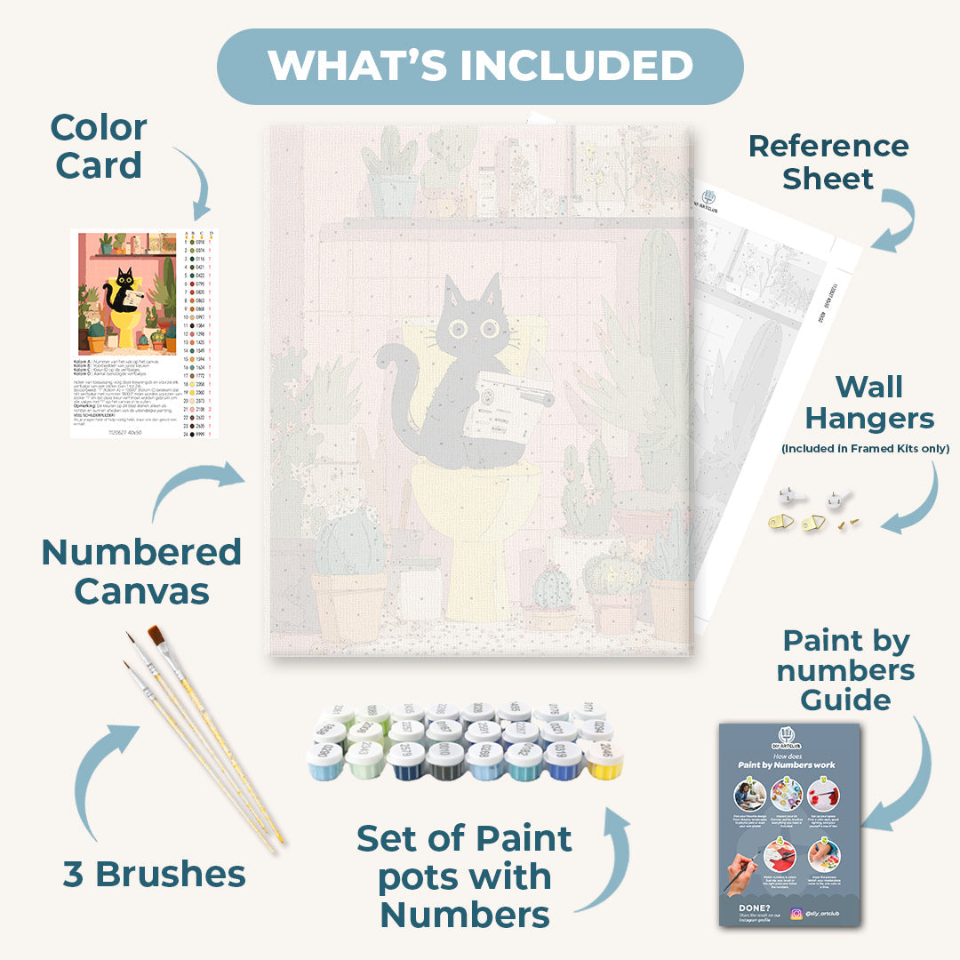 Toilet Time Kitty | Paint by Number - Detail 3