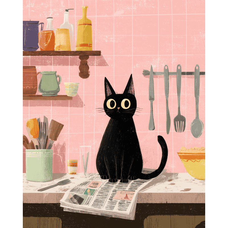 Kitchen Cat Comfort | Paint by Number - Paint by Numbers Kit