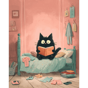 Cozy Night with a Black Cat | Paint by Number - Paint by Numbers Kit