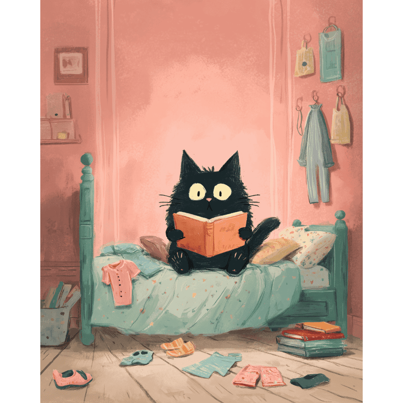 Cozy Night with a Black Cat | Paint by Number - Paint by Numbers Kit