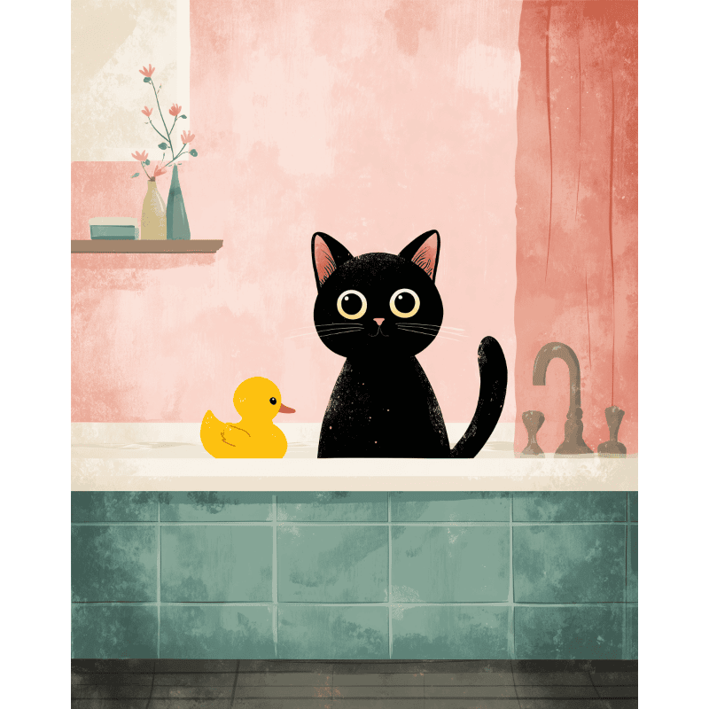 Bath Time Feline | Paint by Number - Paint by Numbers Kit