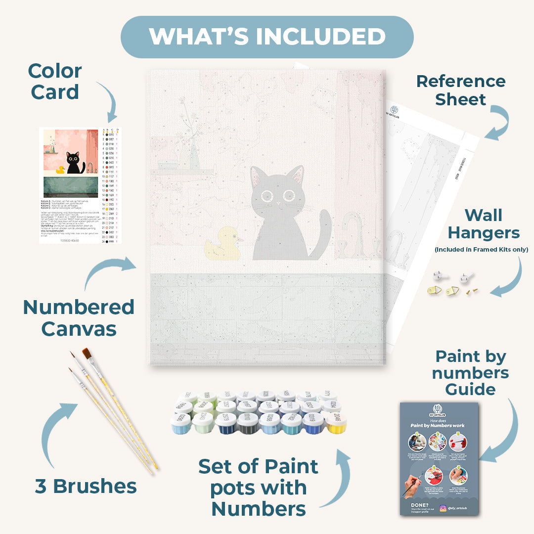 Bath Time Feline | Paint by Number - Detail 3