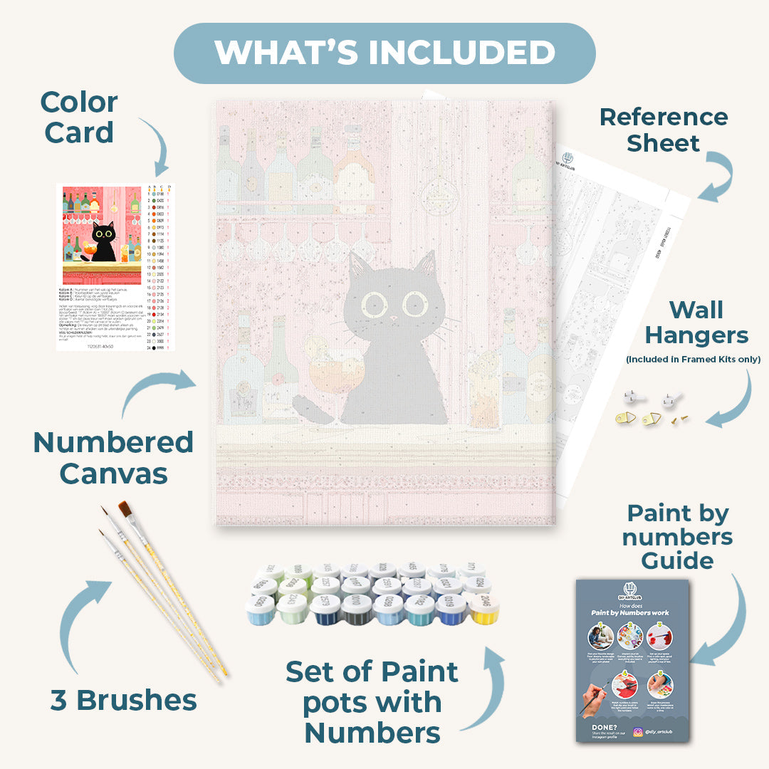 Barside Black Cat | Paint by Number - Detail 3