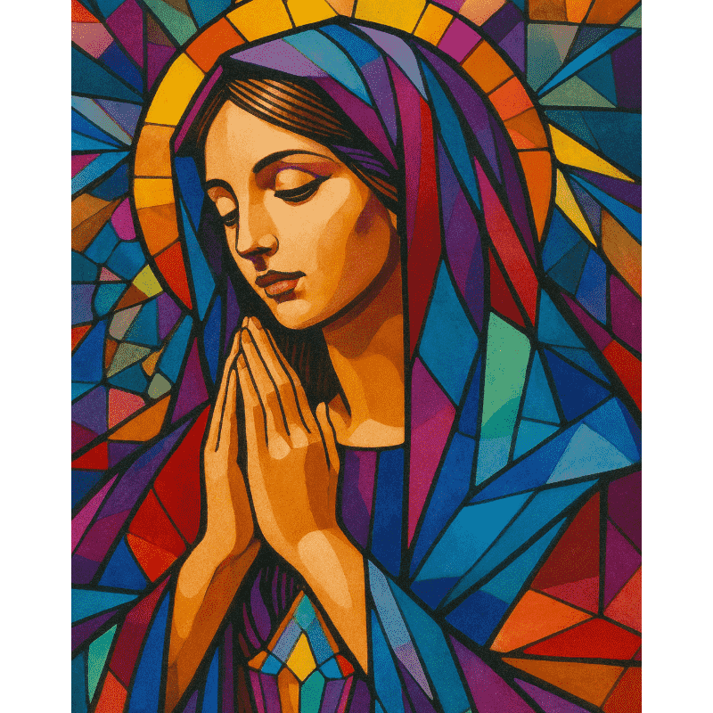 Stained Glass Mary: Sacred Scene - Paint by Numbers Kit