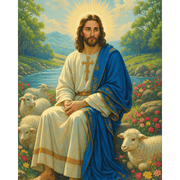 Jesus & Lambs: Gentle Faith Scene - Paint by Numbers Kit