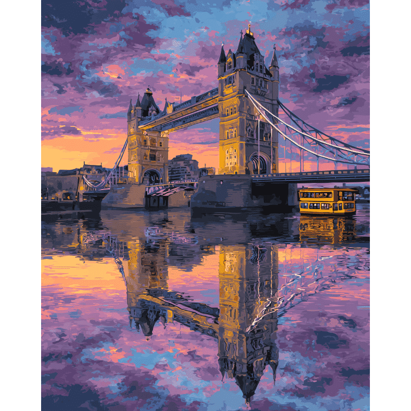 Tower Bridge’s Reflective Glow - Paint by Numbers Kit