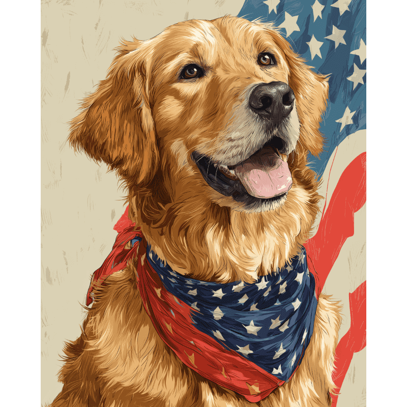Patriotic Pup Portrait - Paint by Numbers Kit