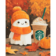 Pumpkin Spice Ghostly Delight - Paint by Numbers Kit