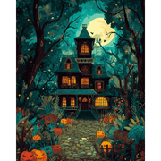 Spooky Night in the Haunted House - Paint by Numbers Kit