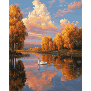 Graceful Swan on Autumn Lake - Paint by Numbers Kit