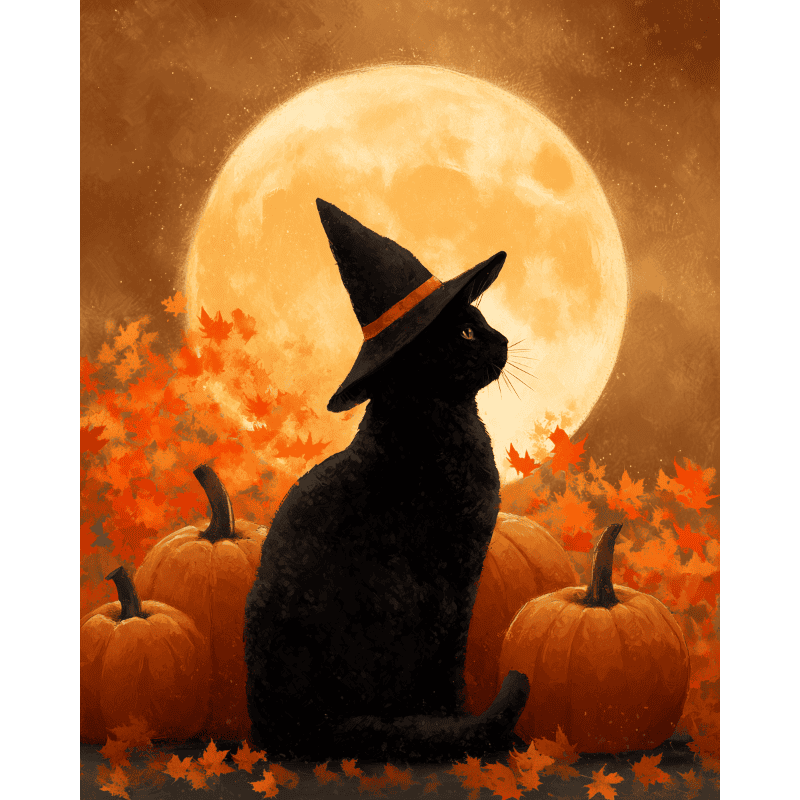 Night Watcher under the Full Moon - Paint by Numbers Kit