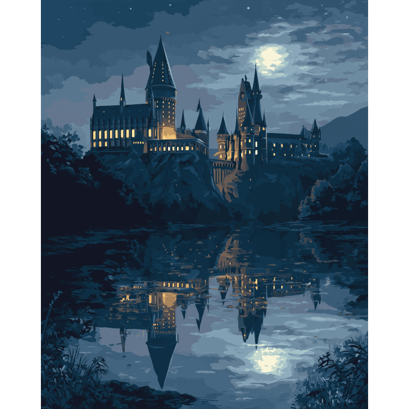 Moonlit Fortress Reflection - Paint by Numbers Kit