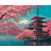 Cherry Blossoms over Fuji - Paint by Numbers Kit