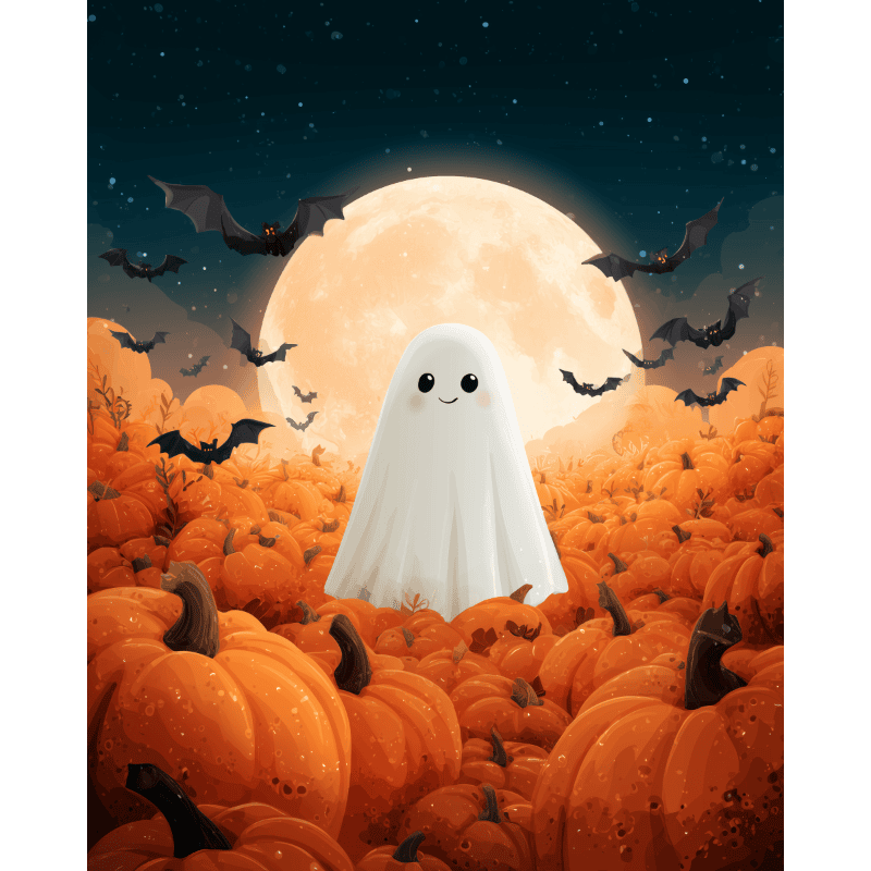 Pumpkin Lantern: Spooky Night Scene - Paint by Numbers Kit
