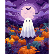 Moonlit Shadows: Bat & Ghost Night - Paint by Numbers Kit