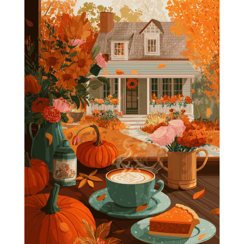 Harvest & Pumpkin Pie Delight - Paint by Numbers Kit