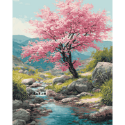 Blossoms by the Mountain Stream - Paint by Numbers Kit