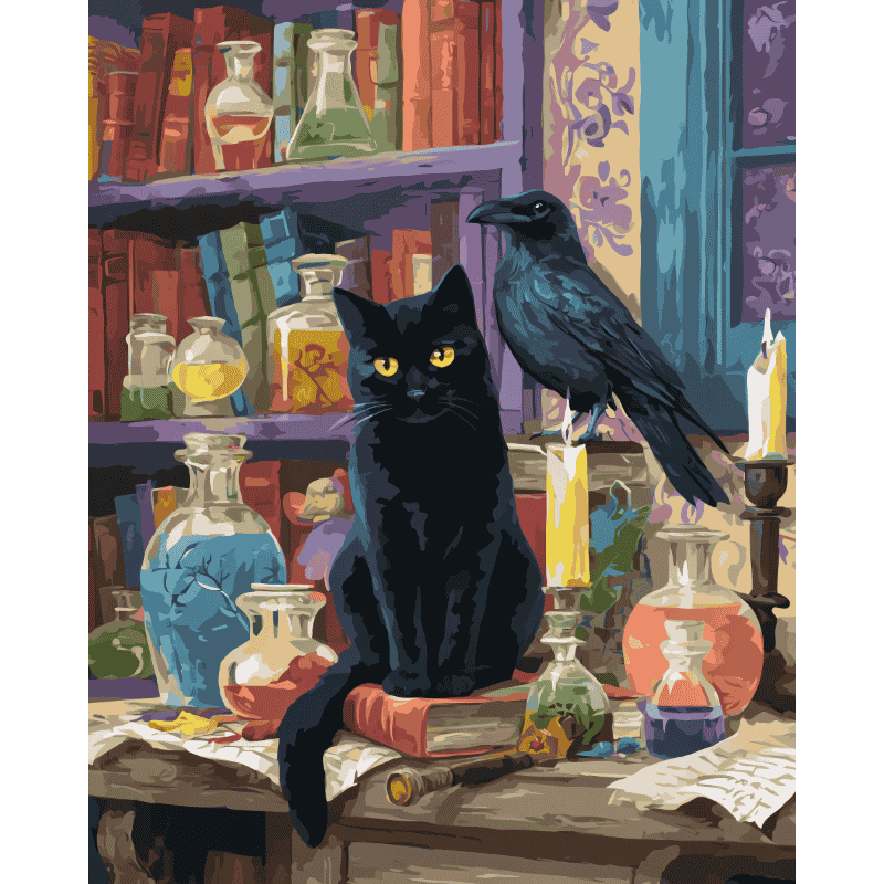 Mystic Black Cat Companions - Paint by Numbers Kit