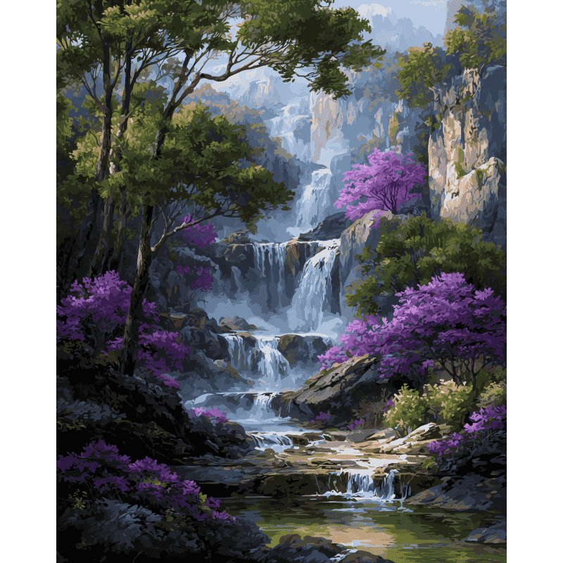 Purple Mountain Waterfall - Paint by Numbers Kit