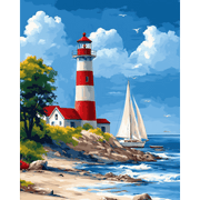 Seaside Lighthouse & Sailing Joy - Paint by Numbers Kit
