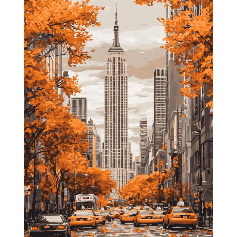 Autumn Streets of New York - Paint by Numbers Kit