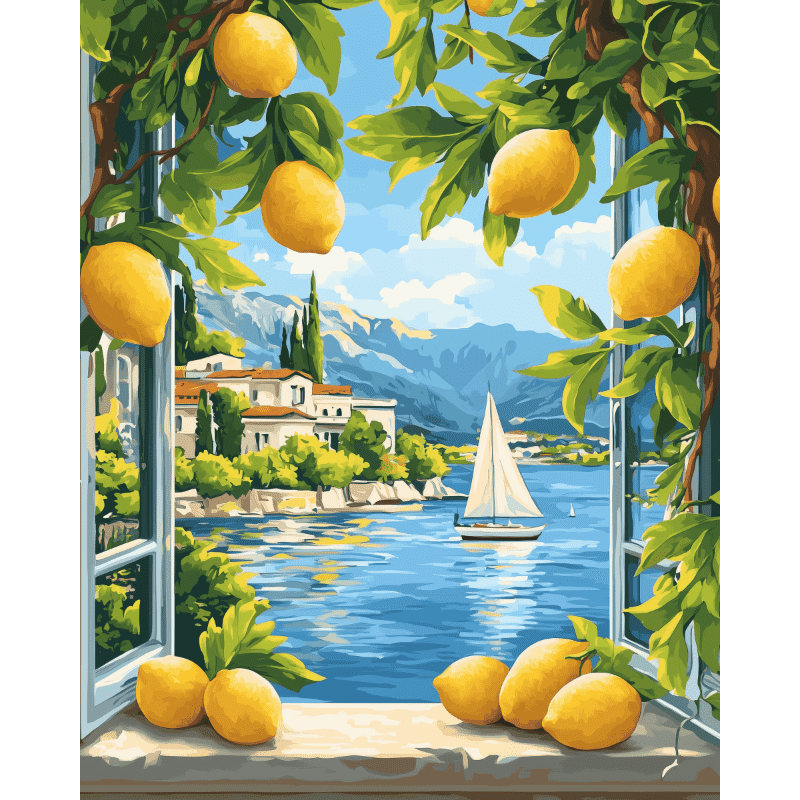 Italian Lake & Lemon Vista - Paint by Numbers Kit