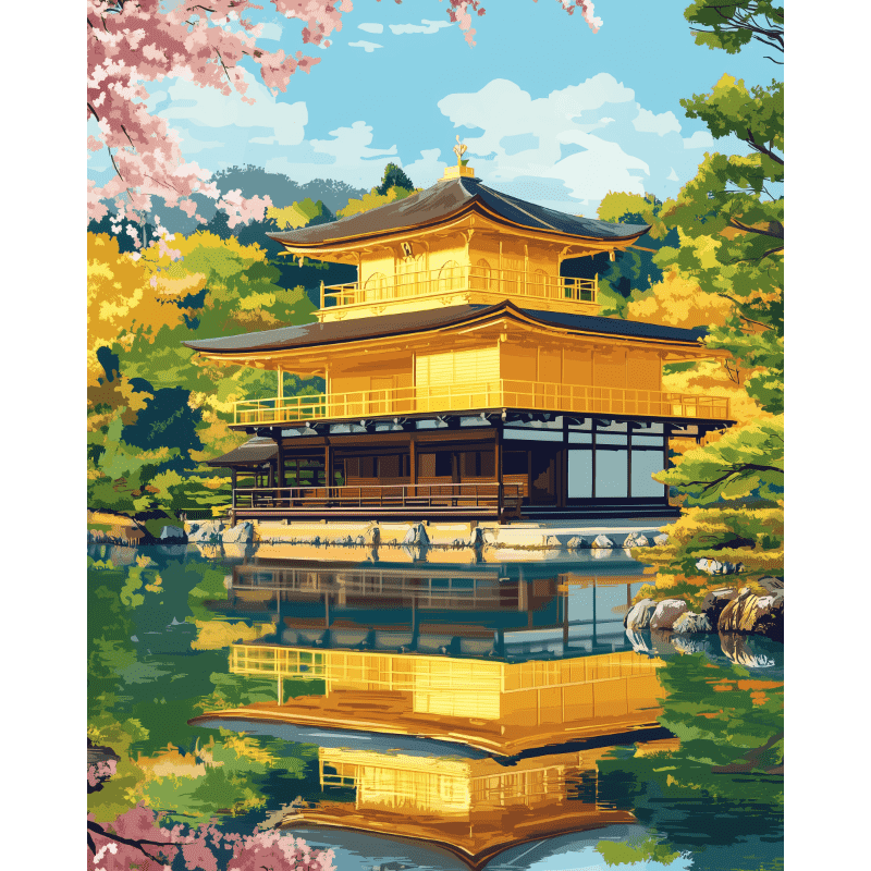 Kyoto’s Serene Kinkaku-Ji - Paint by Numbers Kit