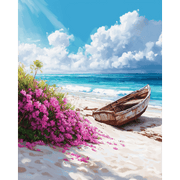 Rustic Beachside Boat Scene - Paint by Numbers Kit