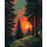 Sunset Glow in the Forest - Paint by Numbers Kit