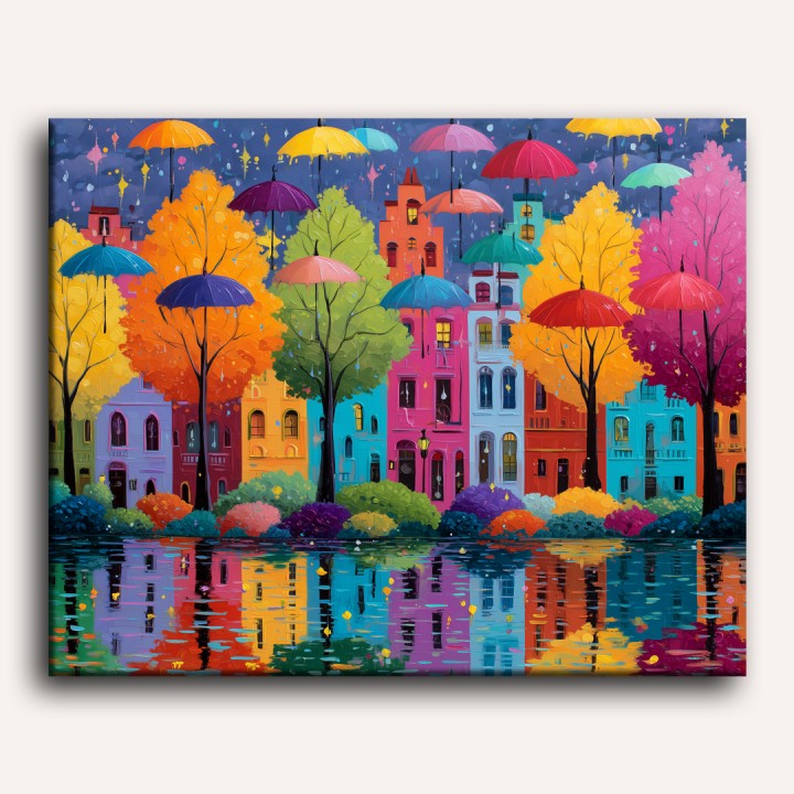 Colorful City & Umbrellas - Detail 2