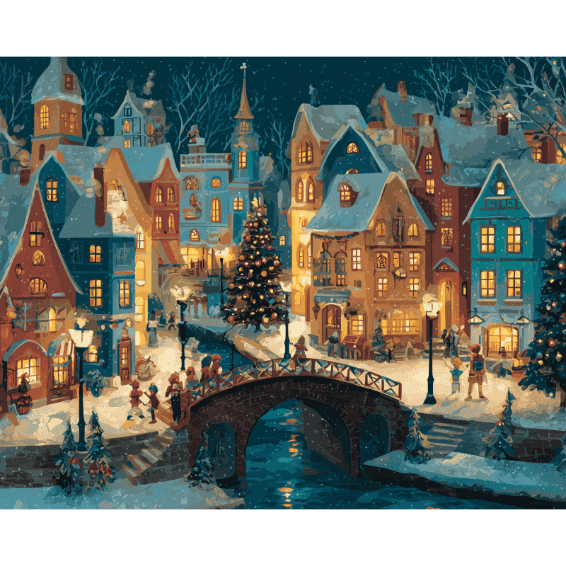 Enchanted Village Scene - Paint by Numbers Kit
